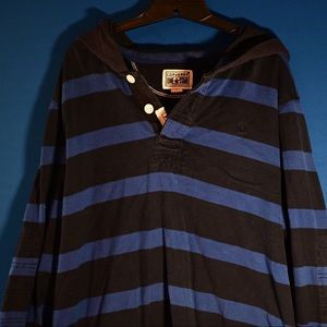 Converse Rugby Hoodie (Black & Blue Stripes)